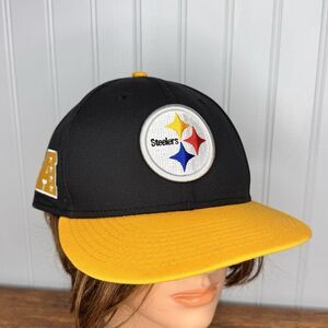 Vintage Logo 7 Pittsburgh Steelers Hat Snapback Cap NFL Team Black Yellow Cotton